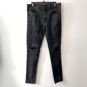 custom made distressed moto slim denim size 31-32​​​​​